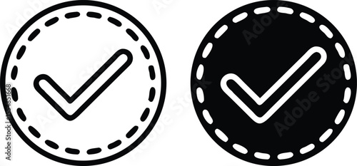 Minimalist Black Checkmark Icon in Circle – Flat Vector Illustration with Clean Lines and Precise Geometric Design