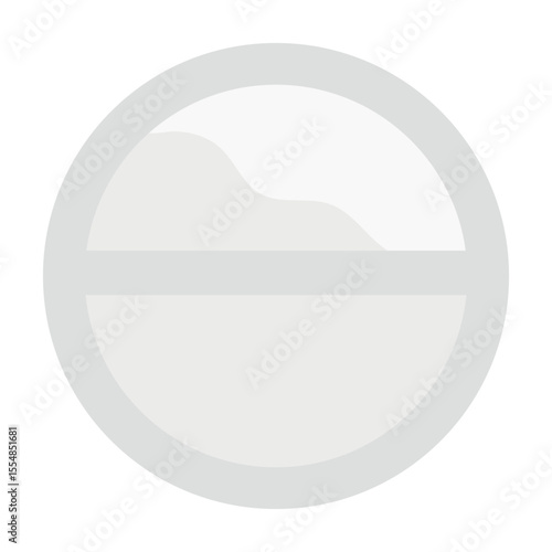 A classic white round pill with horizontal line. 