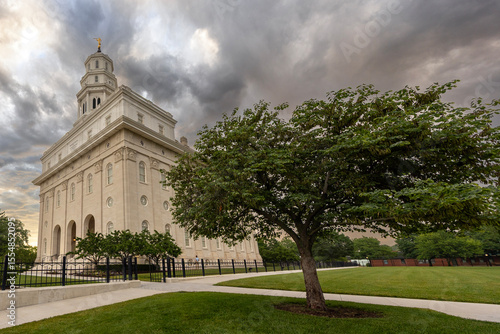 Nauvoo temple with clouds