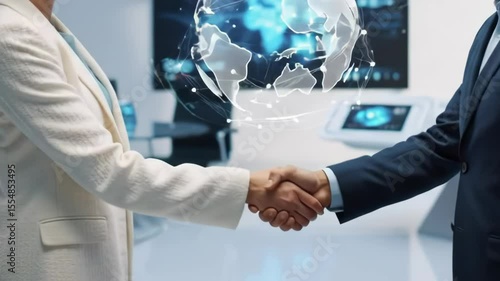 Business people shaking hands in agreement during a successful meeting