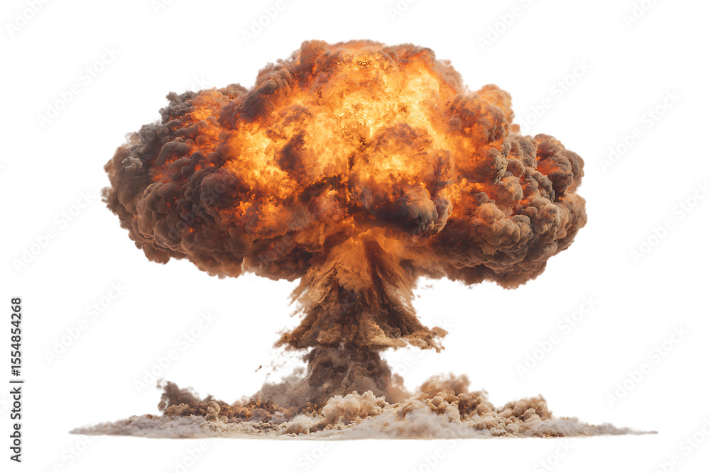 Obraz premium Nuclear explosion mushroom cloud on black background