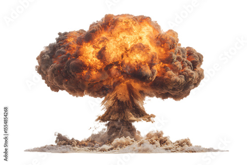 Nuclear explosion mushroom cloud on black background