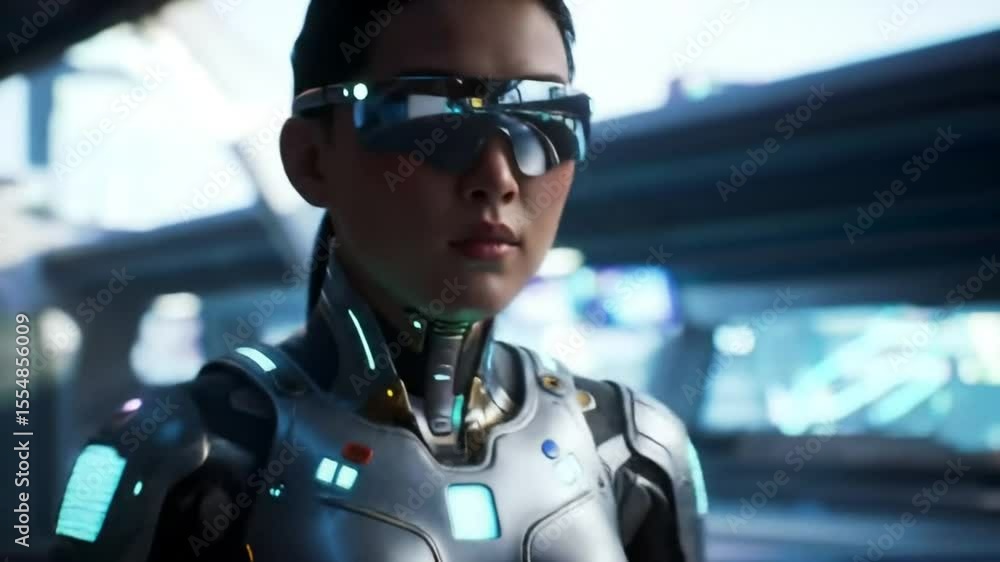 Futuristic woman technology portrait Futuristic woman technology portrait