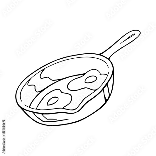 frying pan with fried eggs outline