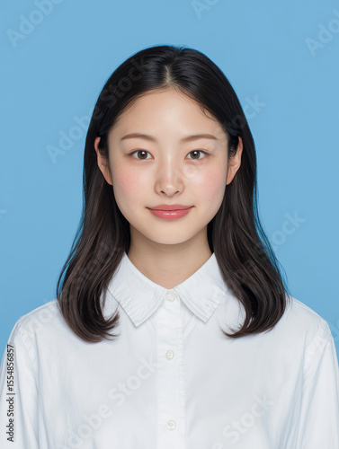 若い日本人女性の証明写真風ポートレート