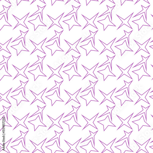 Modern Geometric Starburst Repeating Tile - Purple Line Art Vector Background
