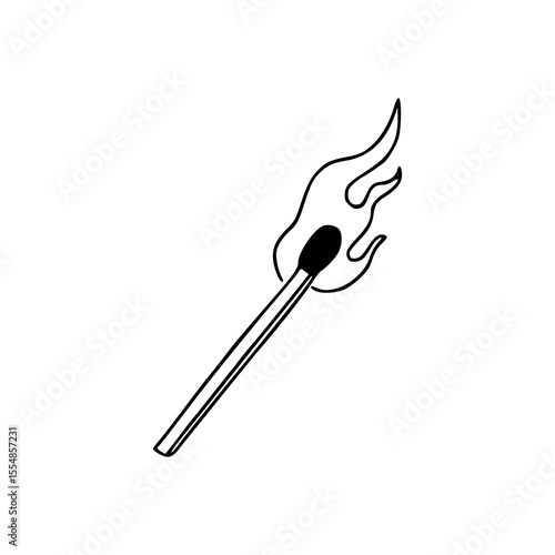 burning matchstick vector illustration