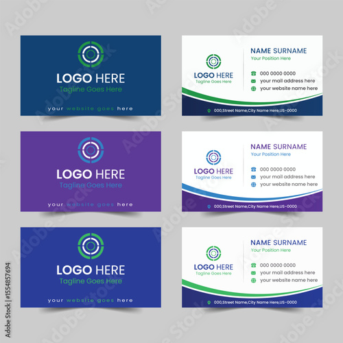 Modern corporate business card design template set.