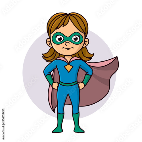 Superhero child cartoon character Vector illustration design