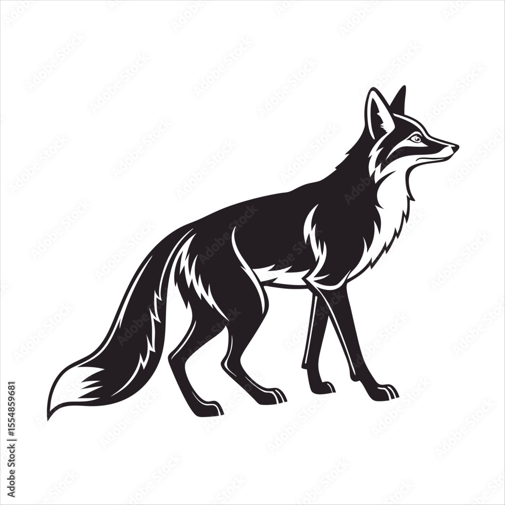 Obraz premium black silhouette of a fox vector, ai generator