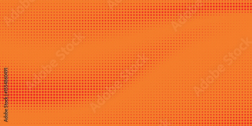 Dots halftone orange color pattern gradient texture with technology digital background. Dots pop art comics with summer background.