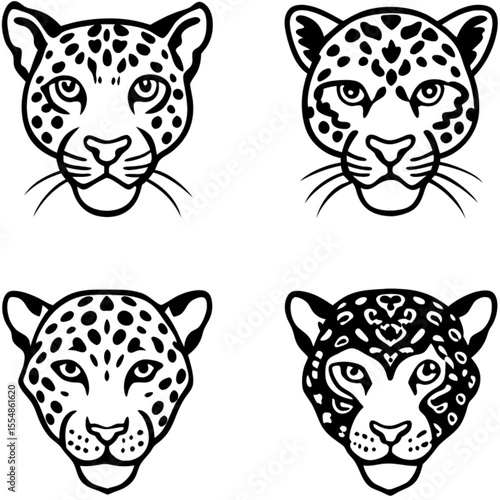 A captivating vector illustration featuring a majestic leopard alongside other wild animals, highlighting its intense eyes, spotted fur, and predatory nature