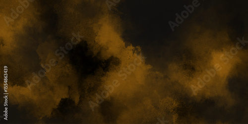 Eerie black background with billowing orange smoke on black background. old style dark orange grunge texture, brush painted . Old and grainy orange paper texture, vector,