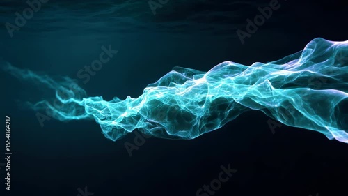 Abstract blue light wave flowing through dark background, creating sense of energy, motion, futuristic technology, glowing ethereal and dynamic visual effect, digital art, modern creative design