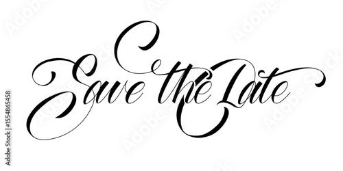 Save the date. Text script for decoration of the wedding invitation. Hand Drawn Brush Ink writing. Calligraphy style. Vector file