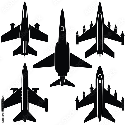 
Military Aircraft Jet Silhouettes Set