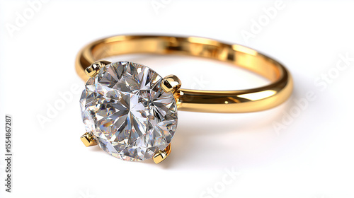 Blank gold jewelery ring with diamond isolated on white -