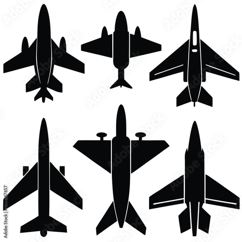 
Military Aircraft Jet Silhouettes Set