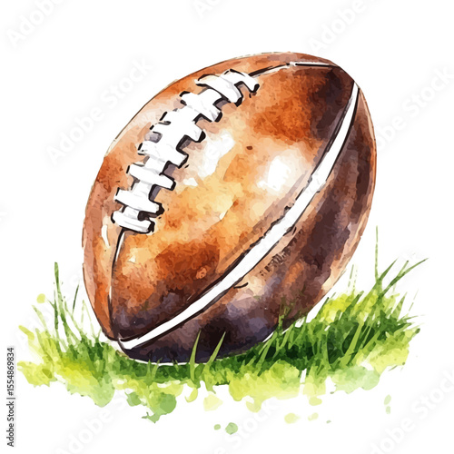 watercolor vector of Football, isolated on a white background.