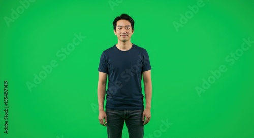 Man standing against green screen