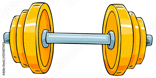 Gold dumbbell clipart illustration, isolated 