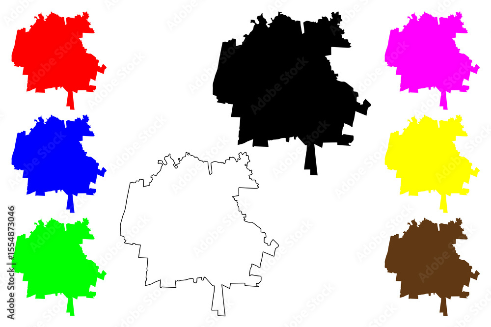 Naklejka premium Petah Tikva city (State of Israel, Central District) map vector illustration, scribble sketch Petah Tiqwa or Em HaMoshavot map
