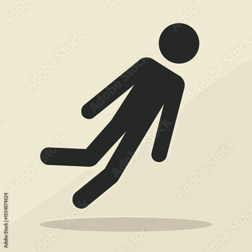 Vector illustration of a person floating, in black, for website design