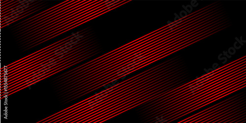 Black colour abstract background with red colour geometric glowing lines design background vector illustration.