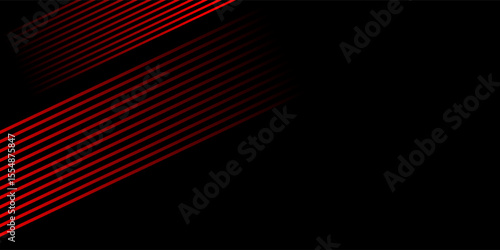 Black colour abstract background with red colour geometric glowing lines design background vector illustration.