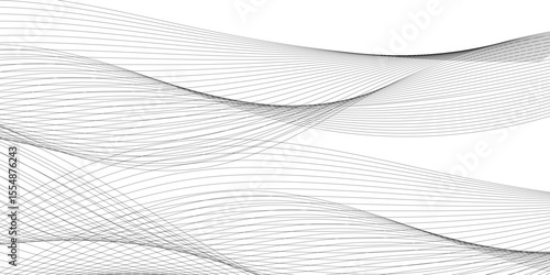 Abstract background with silver, grey and white smoky wave lines on white paper wave background. Gray and white digital technology wavy curve lines background.