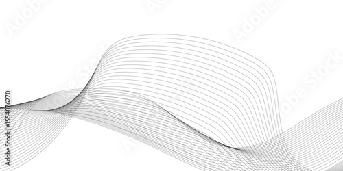 Abstract background with silver, grey and white smoky wave lines on white paper wave background. Gray and white digital technology wavy curve lines background.