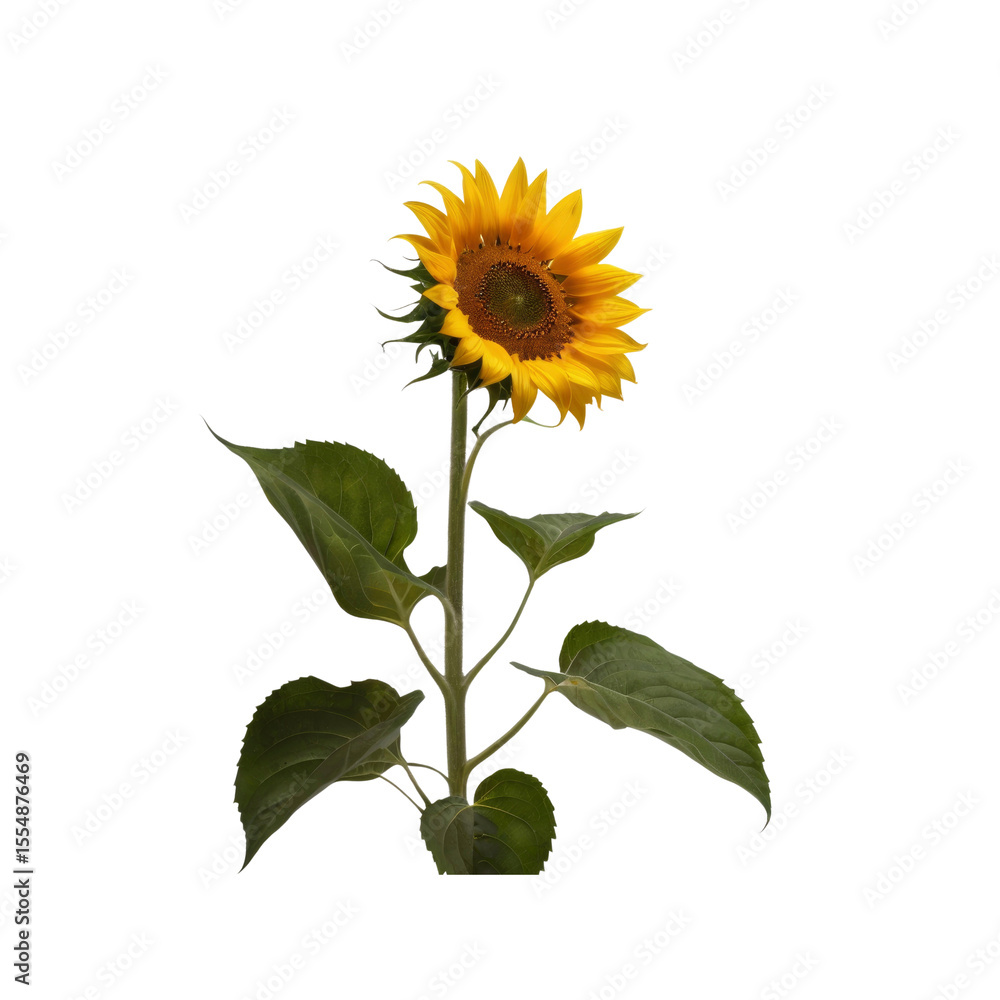 Fototapeta premium Single Vibrant Sunflower on Transparent Background