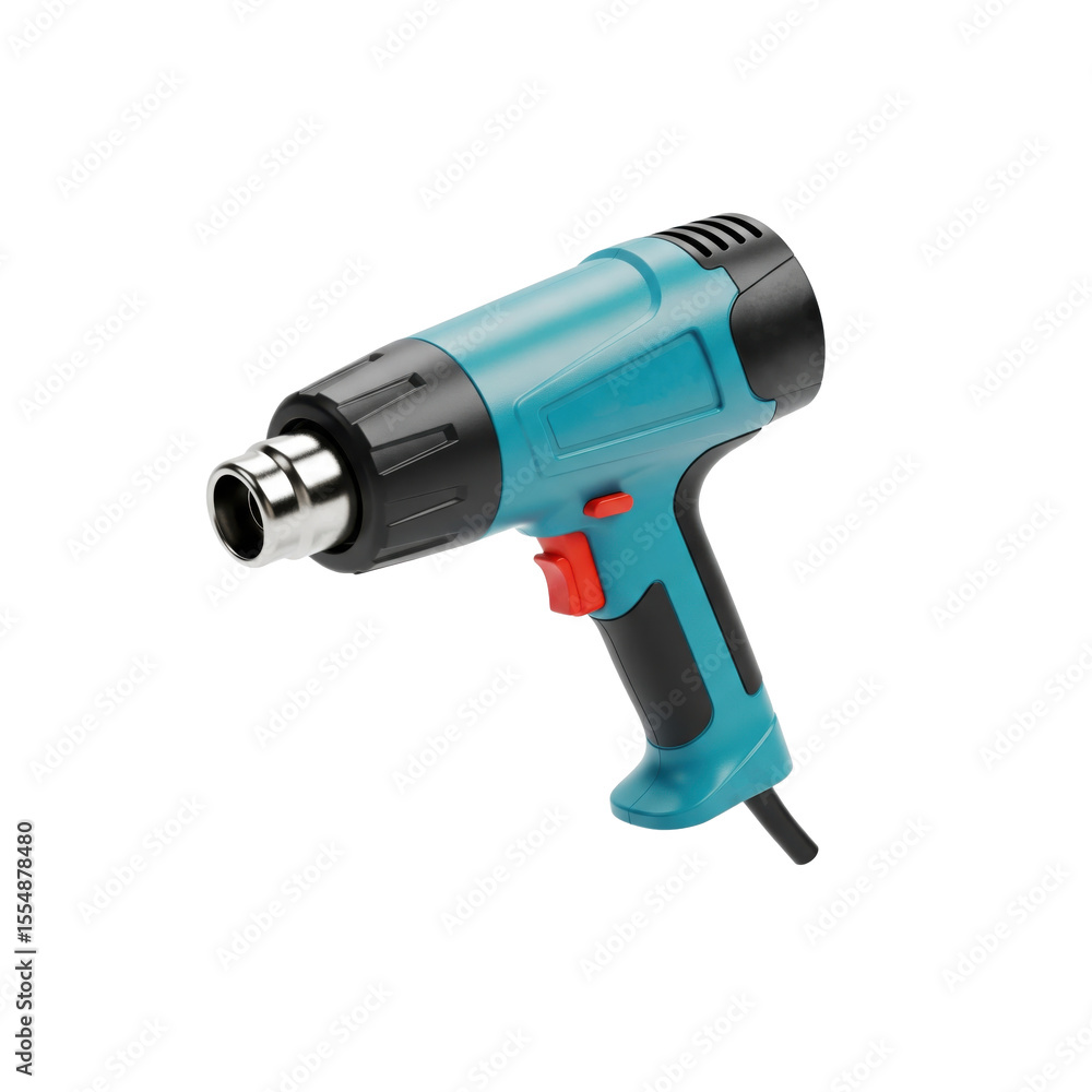 Small handheld heat gun, floating in mid air on solid white background Small handheld heat gun, floating in mid air on solid white background