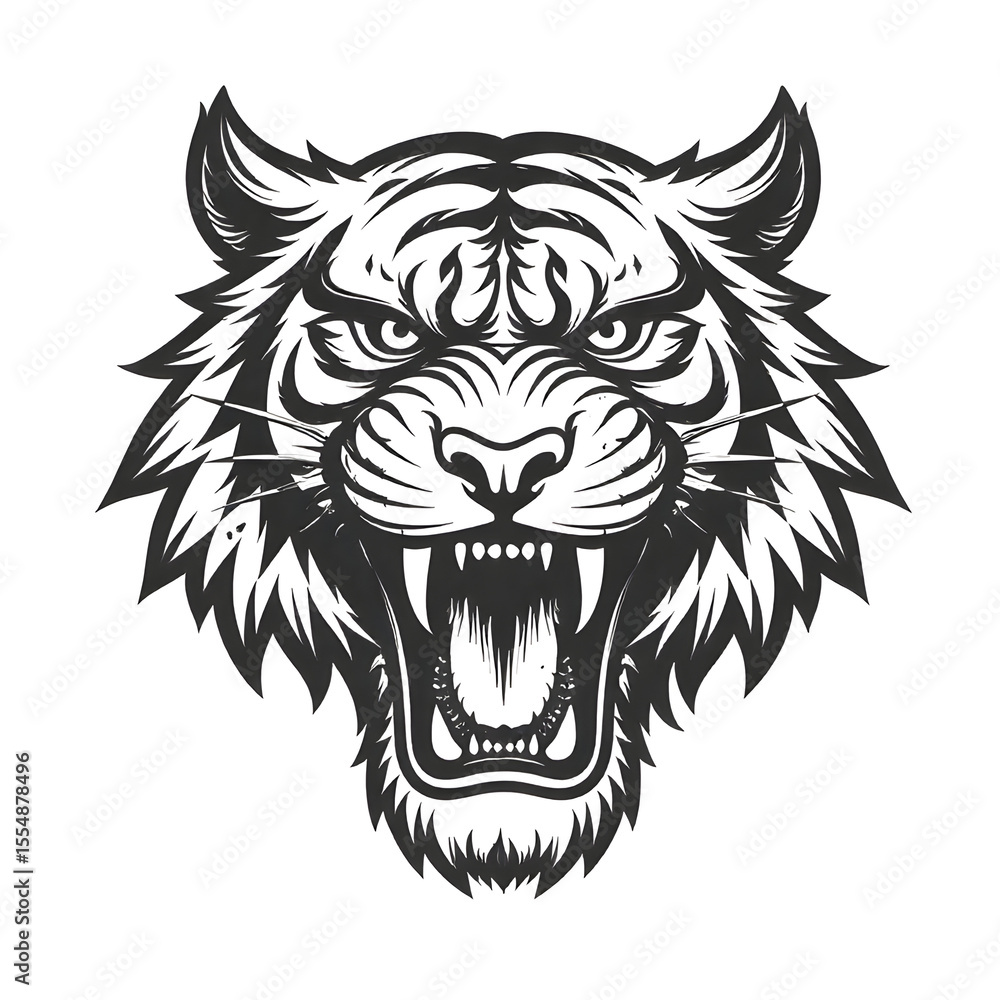 Obraz premium illustrasion tiger head mascot simple logo