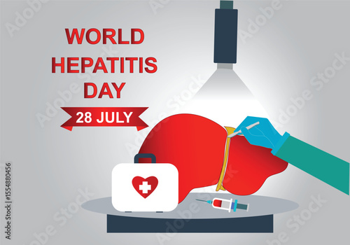 World Hepatitis Day horizontal three dimensional vector illustration poster design full editable.