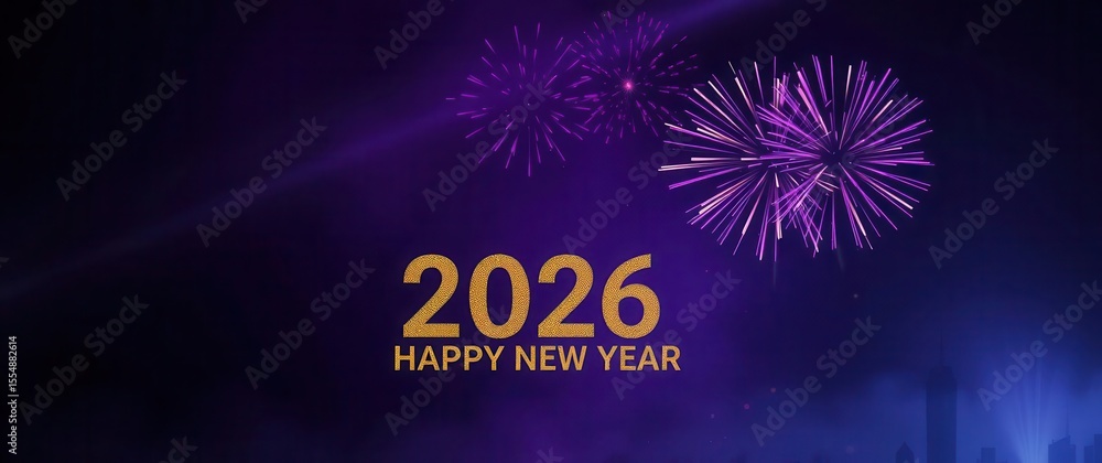 Obraz premium Celebrating the arrival of 2026 with vibrant fireworks illuminating the night sky on a Happy New Year.