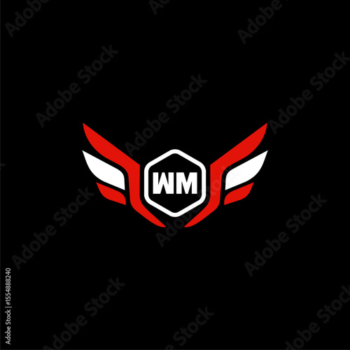 WM Initials Vektor Stok Otomotif Logo Design