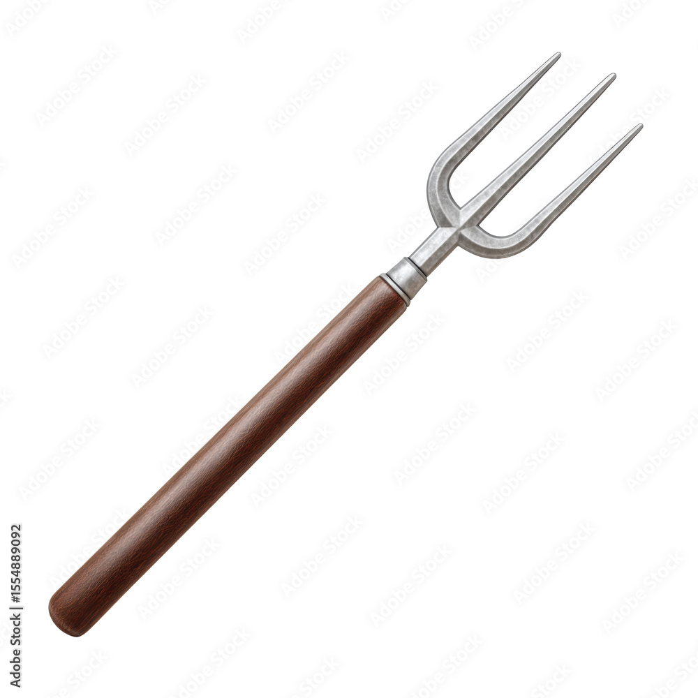 Detailed Close-up of a Stainless Steel Garden Fork with Wooden Handle for Farm and Yard Use Transparent background or png Detailed Close-up of a Stainless Steel Garden Fork with Wooden Handle for Farm and Yard Use Transparent background or png