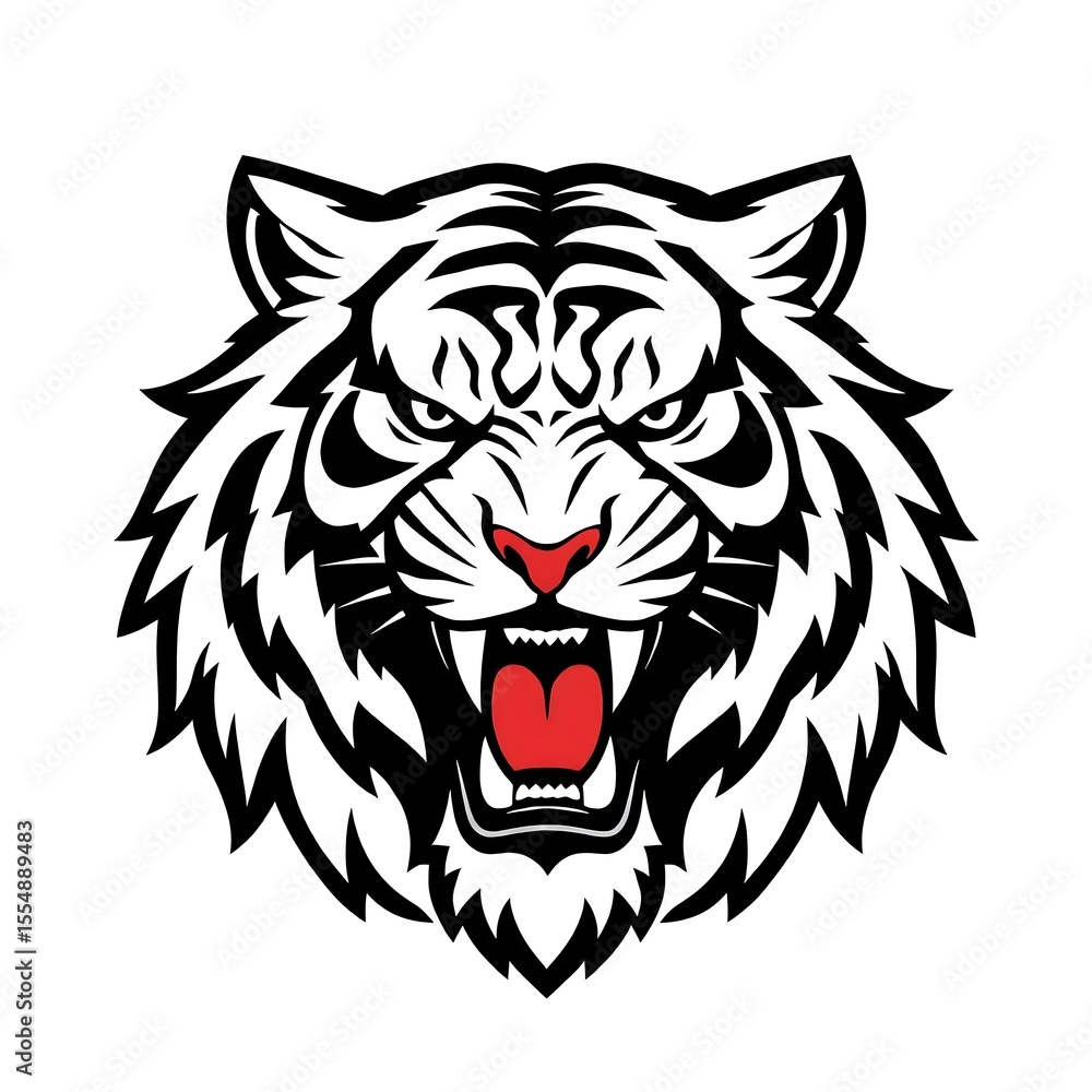 Obraz premium illustrasion tiger head mascot simple logo