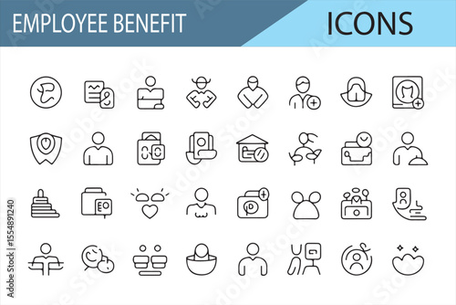 Employee Perks and Benefits Icons for Workplace Wellness Programs