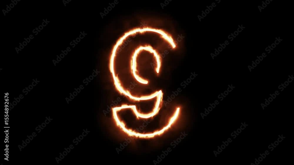 Number Nine with fire effect on plain black background Number Nine with fire effect on plain black background