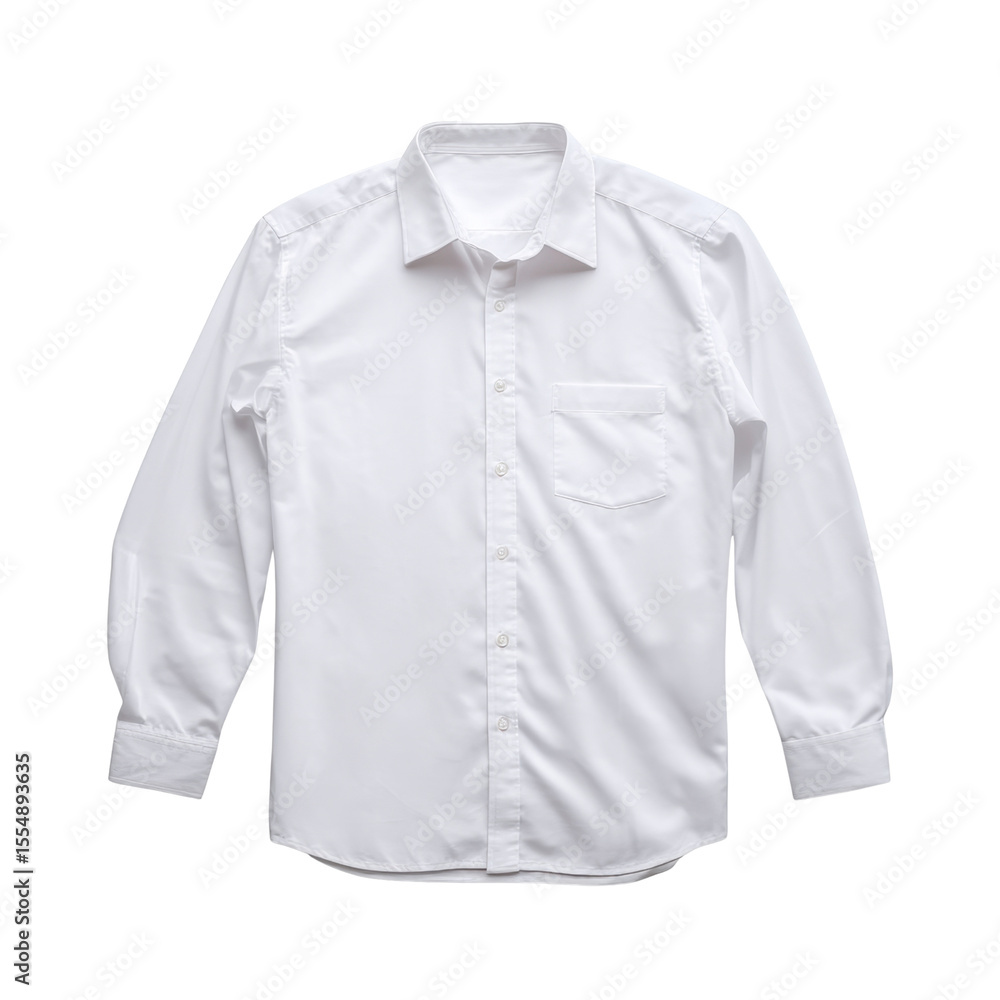 Crisp white long sleeve button-up shirt for professional attire and casual wear, perfect for wardrobe essentials and fashion photography Transparent background or png Crisp white long sleeve button-up shirt for professional attire and casual wear, perfect for wardrobe essentials and fashion photography Transparent background or png