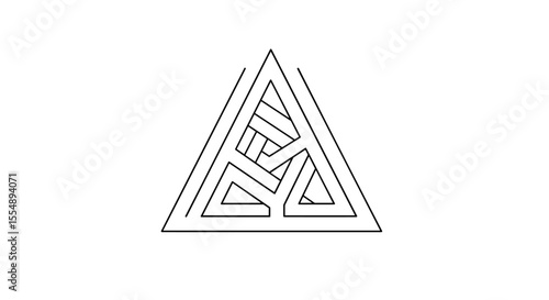 Geometric maze triangle line vector illustration for logo or pattern design