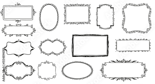 Elegant ornate borders vector illustration: vintage frame designs for print and card projects in hand drawn style