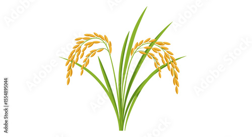 Rice plant vector illustration for agricultural design in flat style