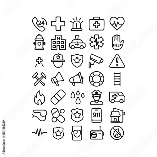 emergency services icon set