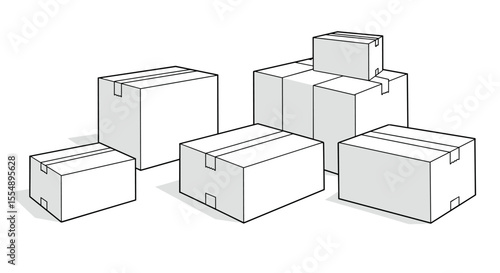 Minimalist line style vector illustration of shipping boxes for logistics design