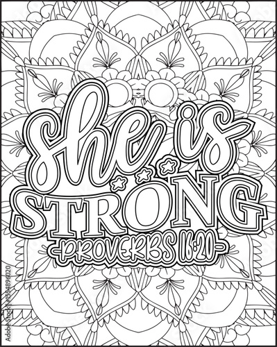 Bible Verse Coloring Page for Adults. Bible Verse Mandala Coloring Page