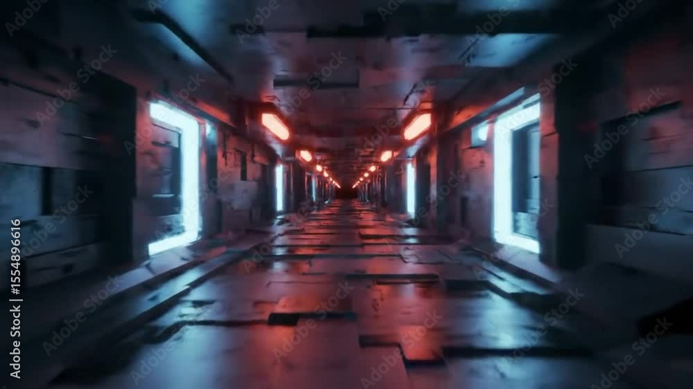 Futuristic corridor loop animation background for sci fi video and motion graphics design stock footage