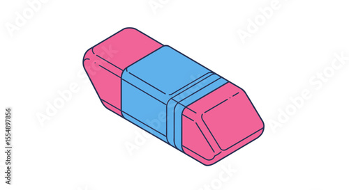 Two tone eraser vector illustration in isometric flat style for stationery design